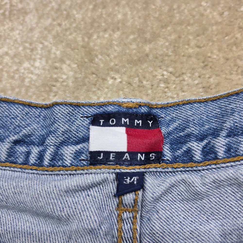 Tommy Jeans Mens 34 Light Wash Denim Shorts Relaxed Fit 90s Style Blue